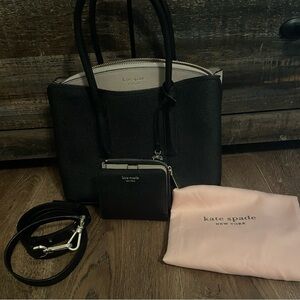 kate spade Black Leather Shoulder Bag with Wallet  and Strap